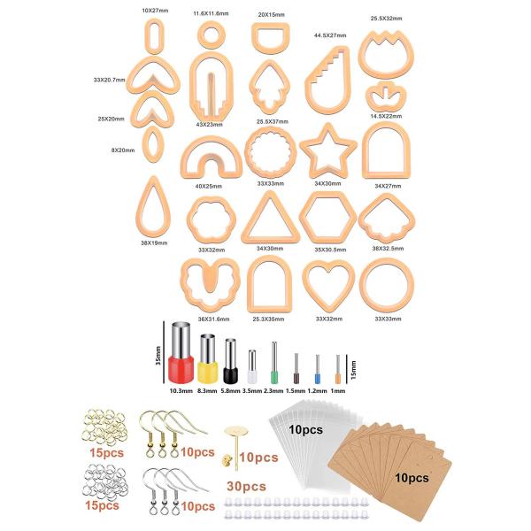 142x ポリマークレイイヤリング用カッター スタイリッシュなギフト作り ジュエリー作り用
