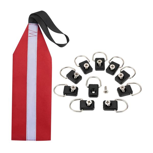 カヌーヨット用ストラップシグナル付きDリングリフレクター付きカヤック安全フラグ