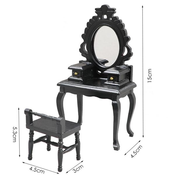 1/12 ミニチュア ドレッシング テーブル スツール セット 木製 ドールハウス アクセサリー用