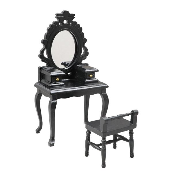 1/12 ミニチュア ドレッシング テーブル スツール セット 木製 ドールハウス アクセサリー用
