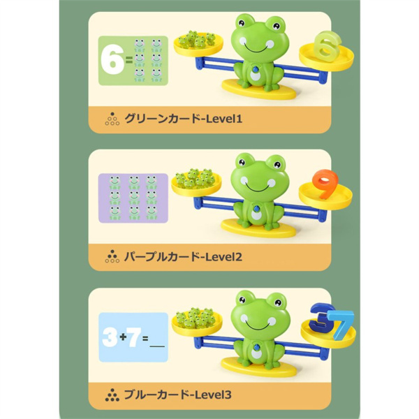 天秤おもちゃ 知育玩具 カエル バランスゲーム 天秤 算数 数学 数 足し算 引き算 早期教育 幼児 幼稚園 子供 誕生日 プレゼント