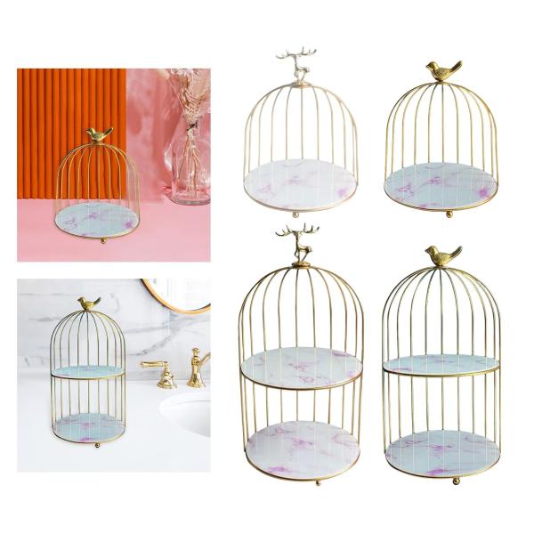 鳥かごラック 化粧品オーガナイザー ジュエリー スキンケア製品 鉄 ネックレス イヤリング オーガナイザー カップケーキスタンド 寝室 女性