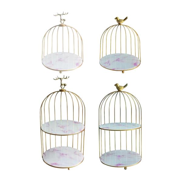 鳥かごラック 化粧品オーガナイザー ジュエリー スキンケア製品 鉄 ネックレス イヤリング オーガナイザー カップケーキスタンド 寝室 女性