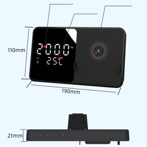 ワイヤレス充電器 デジタル時計 スマホスタンド おしゃれ 置き時計 急速充電 温度表示 日付 目覚まし時計