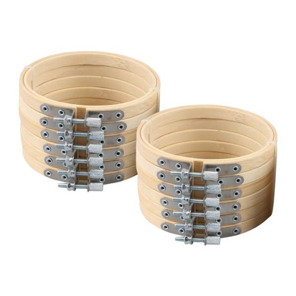 12ピース 竹刺繍フープ バルク刺繍リング サークル フレーム付き アートクラフト ハンディソーイング クロスステッチ用品 ツール用