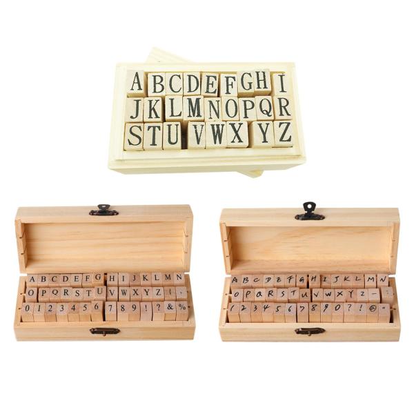 木製アルファベット文字スタンプアルバムラバースタンプ多目的ボックス付き