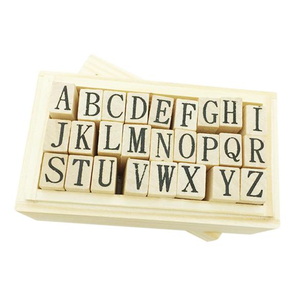 木製アルファベット文字スタンプアルバムラバースタンプ多目的ボックス付き