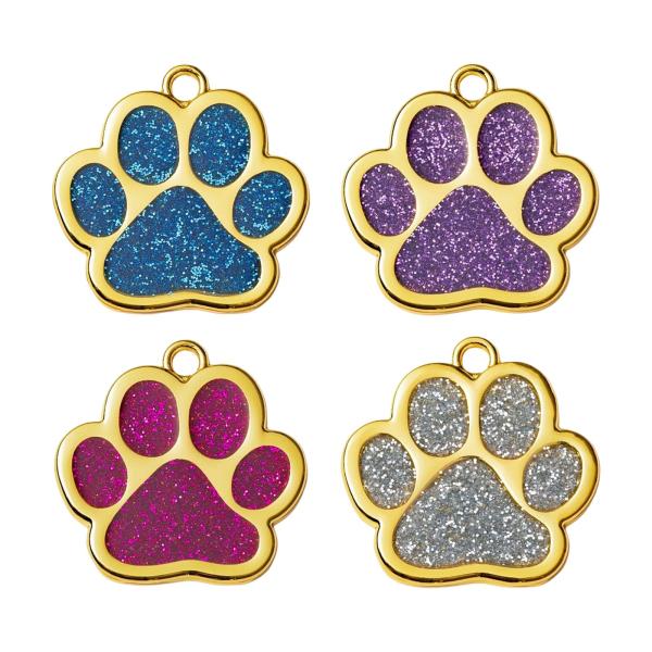 空白のペット ID タグ、猫タグ ペンダント グリッター Paw 亜鉛合金チャーム 紛失防止 子犬用ペット アクセサリー