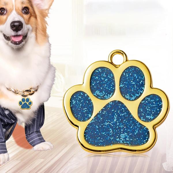 空白のペット ID タグ、猫タグ ペンダント グリッター Paw 亜鉛合金チャーム 紛失防止 子犬用ペット アクセサリー