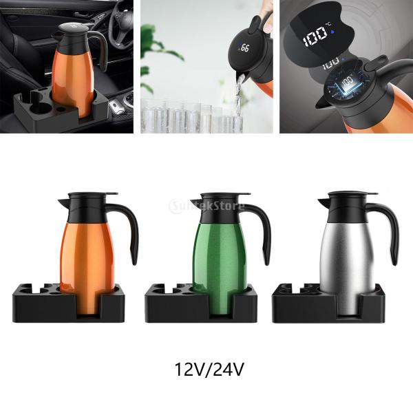車用ケトル 湯沸し器 車載 車用ポット 12V 24V  トラック カーケトル やかん 旅行  温度表示 多機能 二重層 保温 長時間運転 