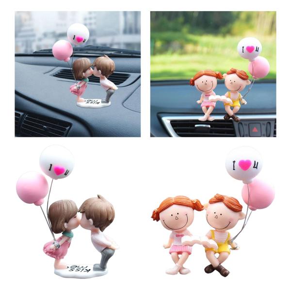 バルーンテーブルトップで装飾的な小さな漫画のカップルの置物樹脂