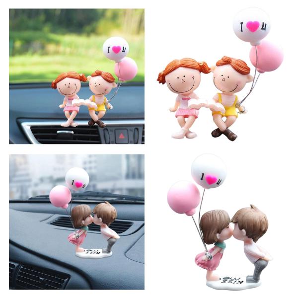 バルーンテーブルトップで装飾的な小さな漫画のカップルの置物樹脂