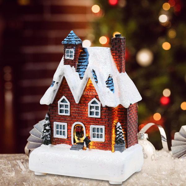 ミニチュアハウスクリスマスディスプレー　陶器のお家　雪の粉付き クリスマス ミニハウス ビレッジ ミニチュア ドールハウス 冬 雪風景
