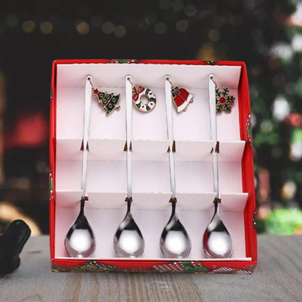 4x クリスマス コーヒー スプーン 再利用可能 コーヒー かき混ぜ スプーン レストラン クリスマス用