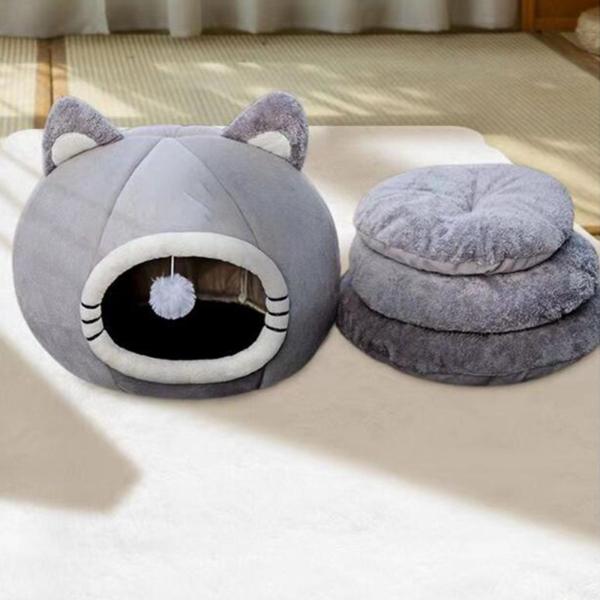 ソフトペットベッド ペット用品 ぶら下げファジーボール 洞窟 アンチスリップ 猫ベッド キティウサギ用