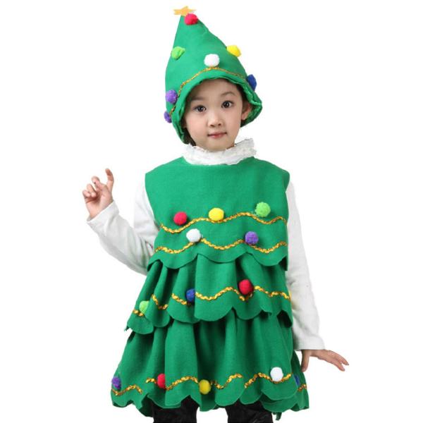 キッズ コスプレ セット クリスマスツリー 装飾服 お祝い ラウンドネック ファンシー