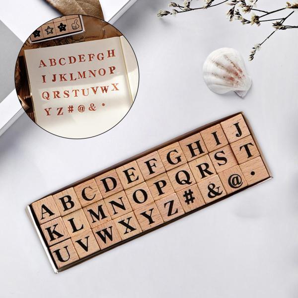 木製文字のセット ゴム印セット スクラップブック 文房具 DIY アート 工芸品