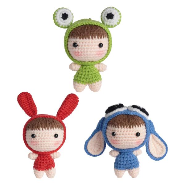 手作り編み物スターターキット キーチェーン 手編みおもちゃ アクセサリー用