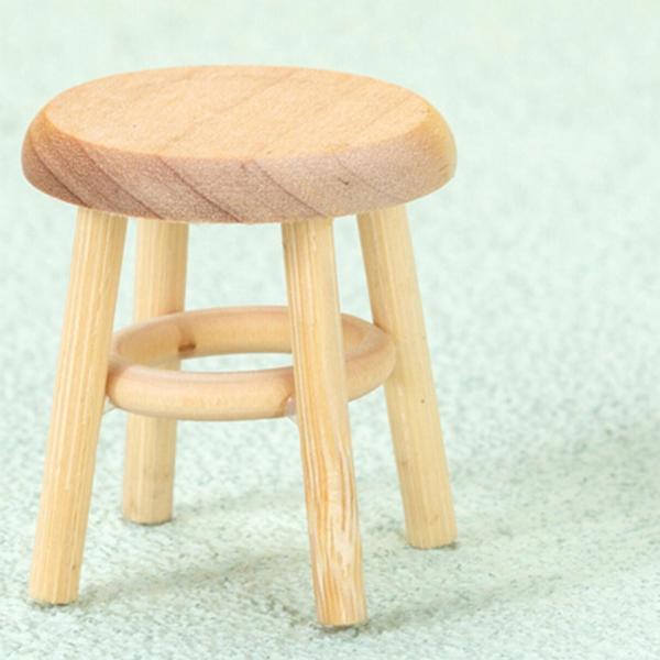 1/12ドールハウスキッチン用ミニチュアスツールラウンドスツールシート家具