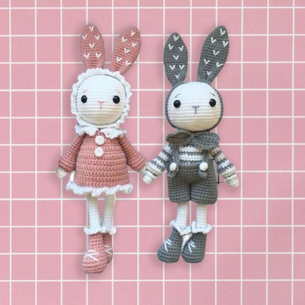初心者のための手作りかぎ針編みキット かわいいウサギのすべてのかぎ針編みを学ぶ