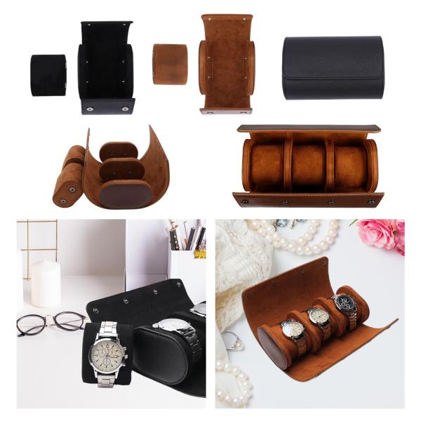 PUレザーウォッチボックスオーガナイザー、バックルショーケース付き、ホームメンズギフト用