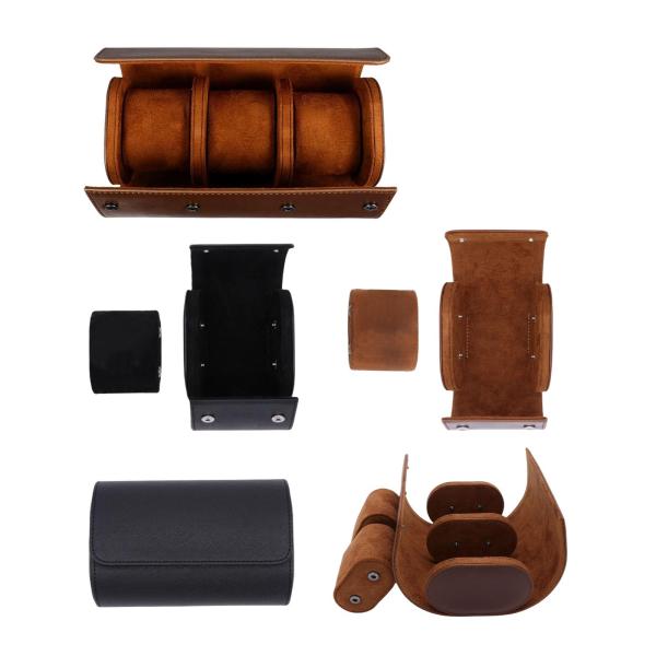 PUレザーウォッチボックスオーガナイザー、バックルショーケース付き、ホームメンズギフト用