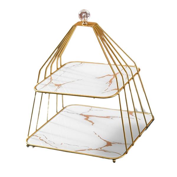 デスクトップホームウェディング用の2段カップケーキスタンドディスプレイタワーコンテナ