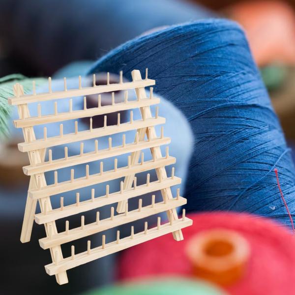 ミシン糸ラック、キルティング刺繍アクセサリー用の木製糸ホルダーオーガナイザー