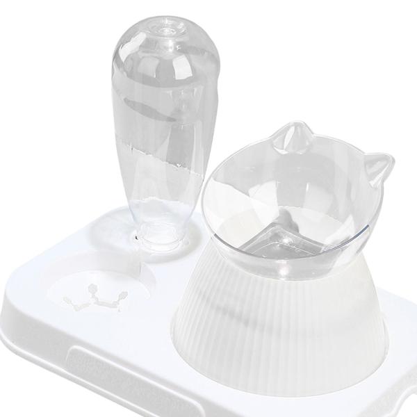 傾斜したキャット フード ボウル ペット フィーダー 給水器、ウォーター ボトル ボウル、子犬の子猫用の取り外し可能なドリンク ファウンテン