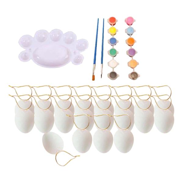 20ピース ホワイト イースターエッグ ペインティング ブランク イースターエッグ イースターバスケットフィラー  ハンギングオーナメント 