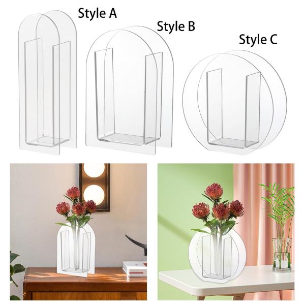 透明な花瓶 アクリル製花瓶 エレガントで壊れにくいセンターピース アーチ型アクリル製フラワーバケット ブックシェルフテーブル用アクリル製花瓶