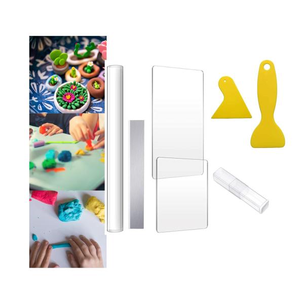ポリマークレイカッターツール アクリルクレイローラー アクリルローラーピン 初心者向け手作りモデリング用品 セラミッククレイ 彫刻 DIYク
