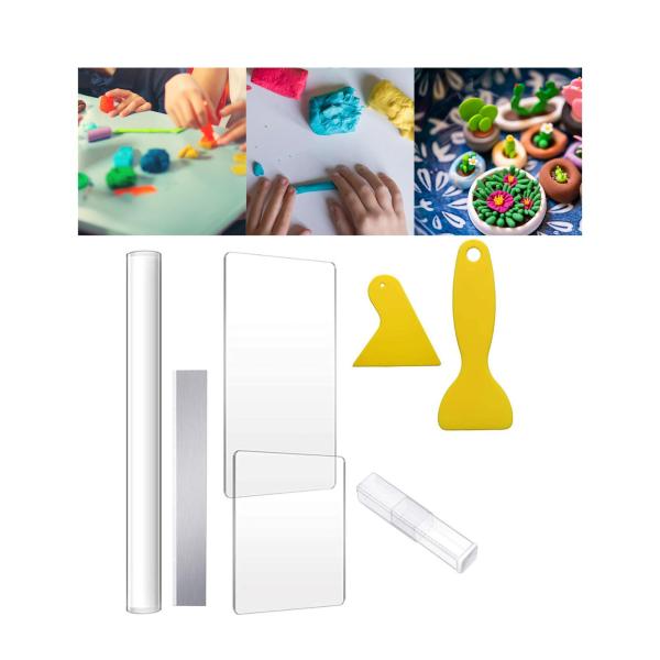 ポリマークレイカッターツール アクリルクレイローラー アクリルローラーピン 初心者向け手作りモデリング用品 セラミッククレイ 彫刻 DIYク