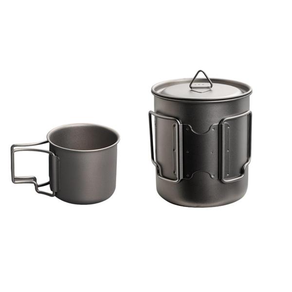 チタン ポット バックパッキング、チタン ウォーター 食器 キャンプ ティー コーヒー マグ ハイキング トレッキング 屋内 屋外 旅行 