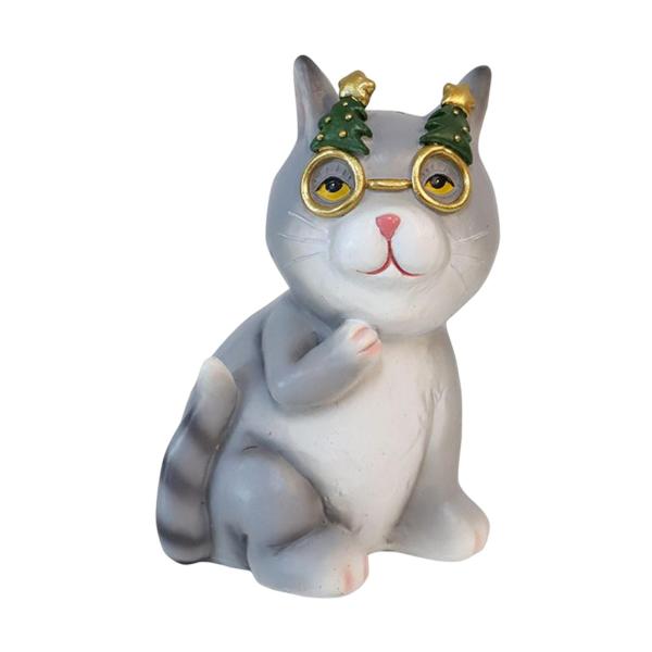 猫の像 家の装飾、猫愛好家のための猫の置物 キティフィギュア 家の動物の彫刻のための猫の装飾品 本棚のオフィスのギフトの装飾