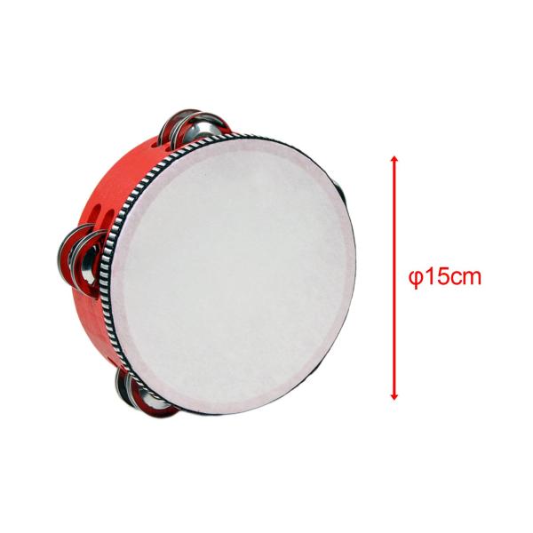 木製ハンドヘルドタンバリン、8インチ2列ジングルタンバリン、ジングルドラム楽器、大人、子供、パーティー、ゲーム用