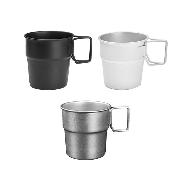 ステンレススチールカップ ティーカップ 折りたたみ式ハンドル ドリンクグラス ポータブル 300ml 容量 積み重ね可能 再利用可能 ホット