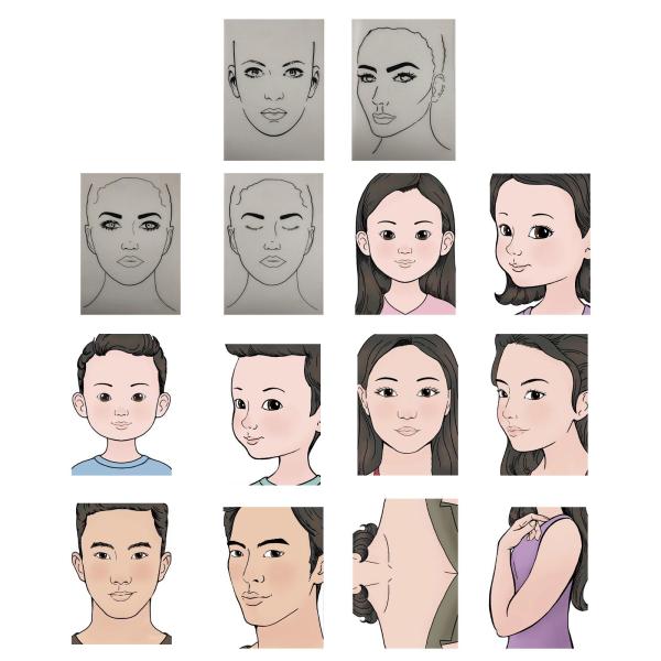 Faces 練習、 フェイスペインティング練習およびディスプレイツール 210mm×297mm メイクアップ練習、 フェイスペインティングス