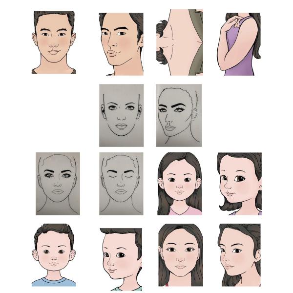 Faces 練習、 フェイスペインティング練習およびディスプレイツール 210mm×297mm メイクアップ練習、 フェイスペインティングス