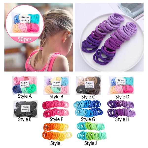 50 ピース ヘアゴム シームレス ヘアシュシュ 各種ヘアバンド 太い髪 ポニーテール ホルダー 子供用 巻き毛 子供用ヘアアクセサリー