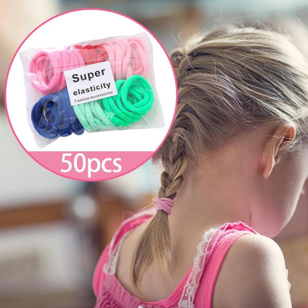 50 ピース ヘアゴム シームレス ヘアシュシュ 各種ヘアバンド 太い髪 ポニーテール ホルダー 子供用 巻き毛 子供用ヘアアクセサリー