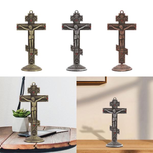 十字架テーブルクロスクリスチャン壁掛け飾りアンティーク十字架クリスチャンクロス像金属十字架飾り寝室用ホーム暖炉
