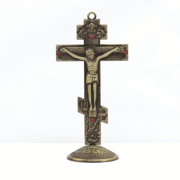 十字架テーブルクロスクリスチャン壁掛け飾りアンティーク十字架クリスチャンクロス像金属十字架飾り寝室用ホーム暖炉