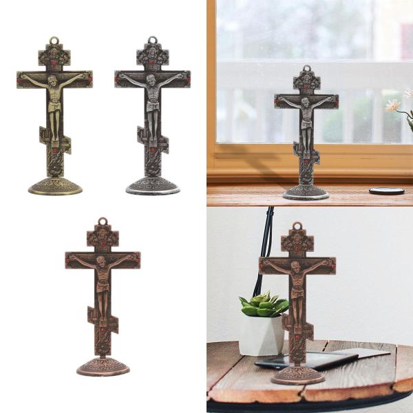 十字架テーブルクロスクリスチャン壁掛け飾りアンティーク十字架クリスチャンクロス像金属十字架飾り寝室用ホーム暖炉