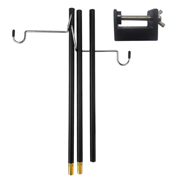 キャンプランプポールランタンポール折りたたみテーブルクランプ付き軽量アルミ合金ランプスタンドフックランタンスタンド釣りバックパッキング用