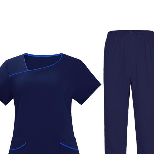 女性用スクラブセット ナース作業スーツ 伸縮性スクラブトップとパンツ 2ポケット 作業服 看護スクラブ ユニフォーム 美容院、ビューティーサ