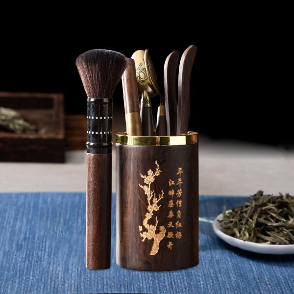 6 個のカンフー茶セット茶製造ツール家庭用茶シリンダー木製茶芸術器具茶器セットお茶愛好家の友人のホリデーギフト