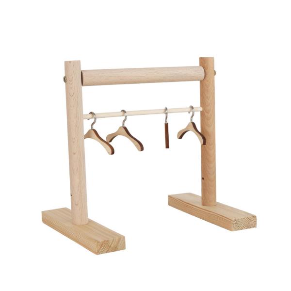 小さなペット服ラックハンガー、人形服ラッククローゼット、鳥プレイスタンドとまり木、オウム鳥おむつクローゼット収納、小さなペット服木製ラック