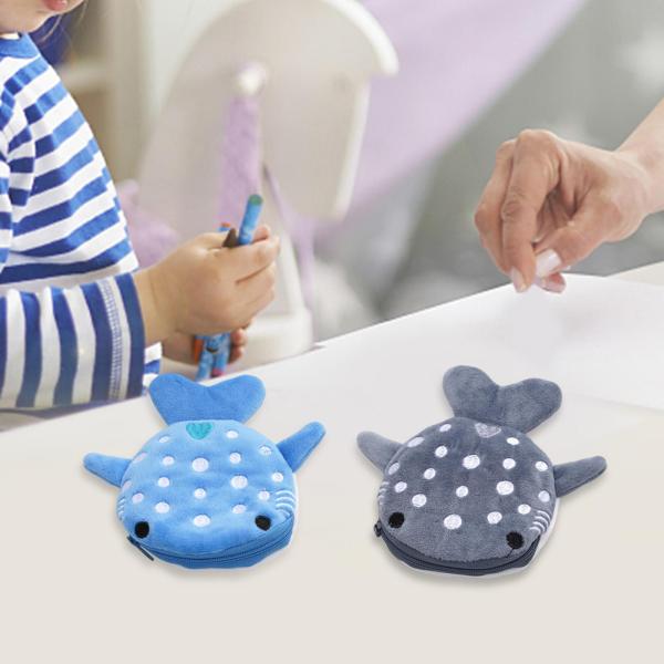 サメコインバッグ、ジッパー付きミニ小銭入れ多目的ぬいぐるみかわいいキーペンダントバッグ、トラベルカード用キーホルダーバッグ口紅化粧品イヤホン