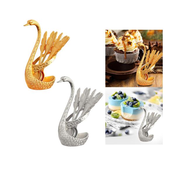 コーヒースプーンホルダー 装飾白鳥スプーンホルダー カトラリー 白鳥ベースホルダー スプーンセット 食器セット 誕生日 キッチン レストラン